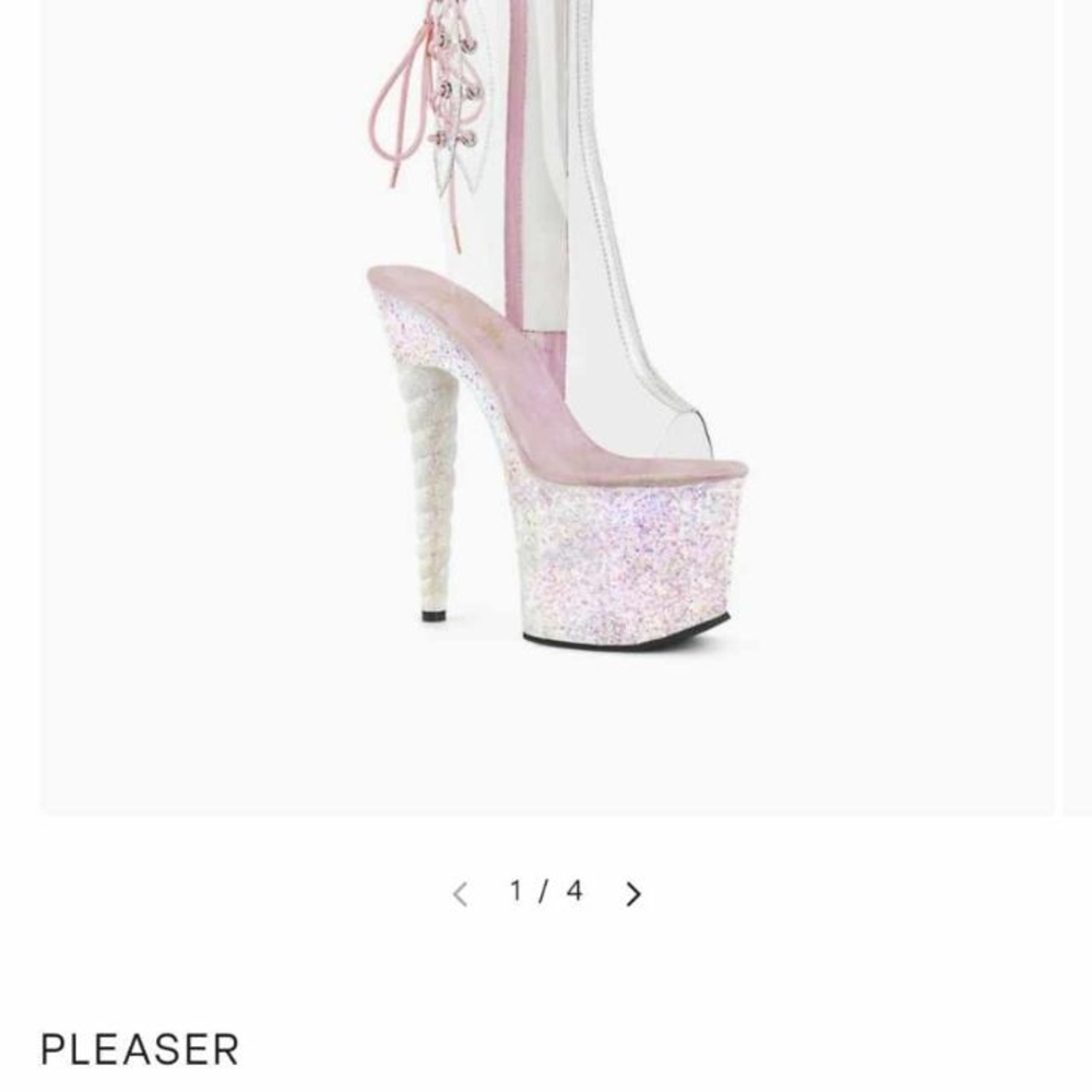 Pleaser Pink and Silver Platform Shoes with Glitter Finish